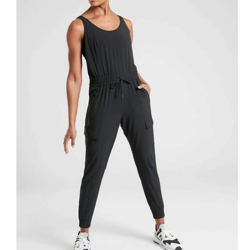 Athleta Unbound Tank Jumpsuit Black Sleeveless Jogger Women Small